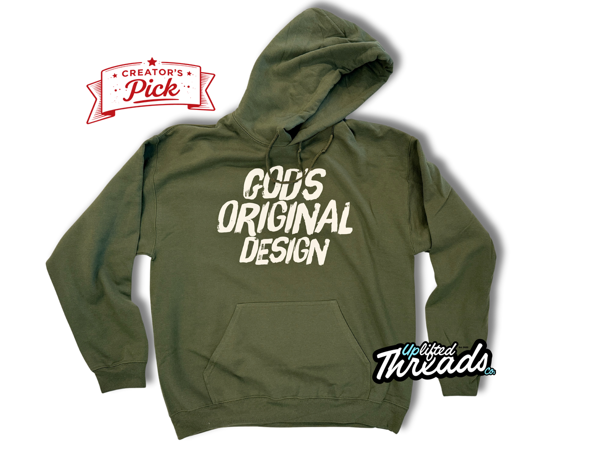 Gods Original Design "Puff" Loose Fit Hoodie (Military Green/White) (Creators Pick)