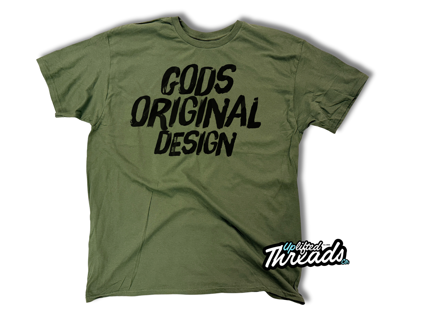 Gods Original Design Loose Fit "Puff" T-Shirt (Military Green/White)