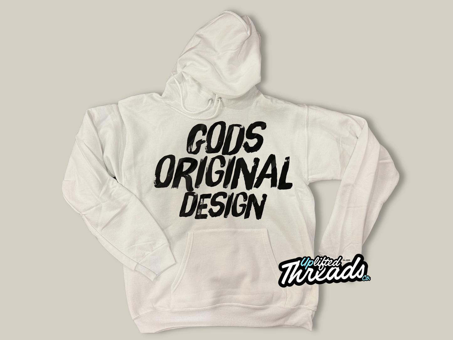 Gods Original Design Loose Fit Hoodie (White/Black)