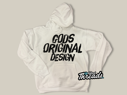 Gods Original Design Loose Fit Hoodie (White/Black)