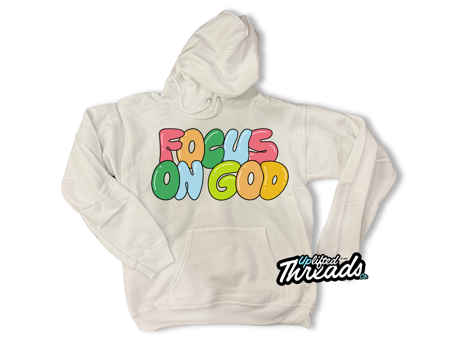 FOCUS ON GOD Loose Fit Hoodie (White)
