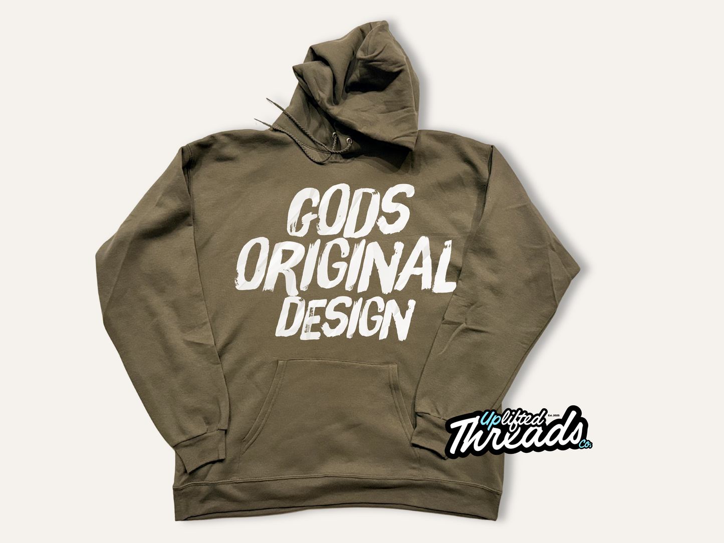 Gods Original Design Loose Fit Hoodie (Fatigue Green/White)