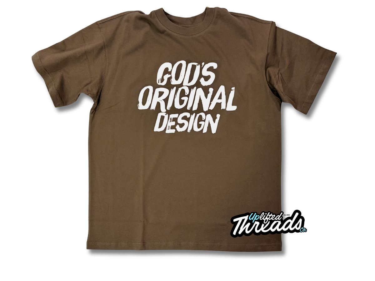 God’s Original Design T-Shirt, dark taupe white